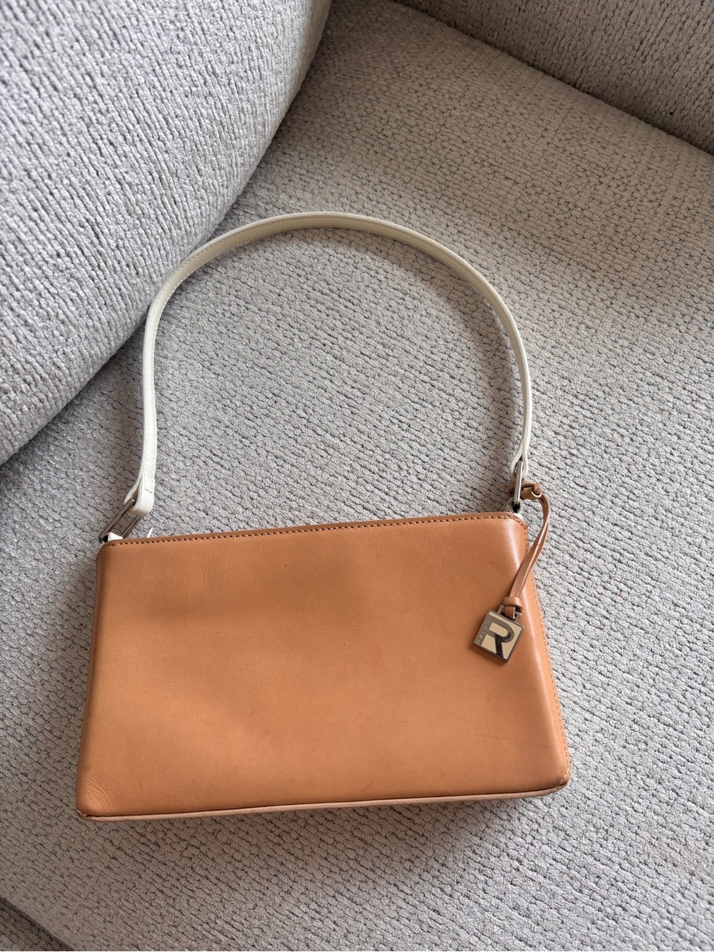 Ralph Lauren Vintage Tan Cream Leather Shoulder Bag Y2K